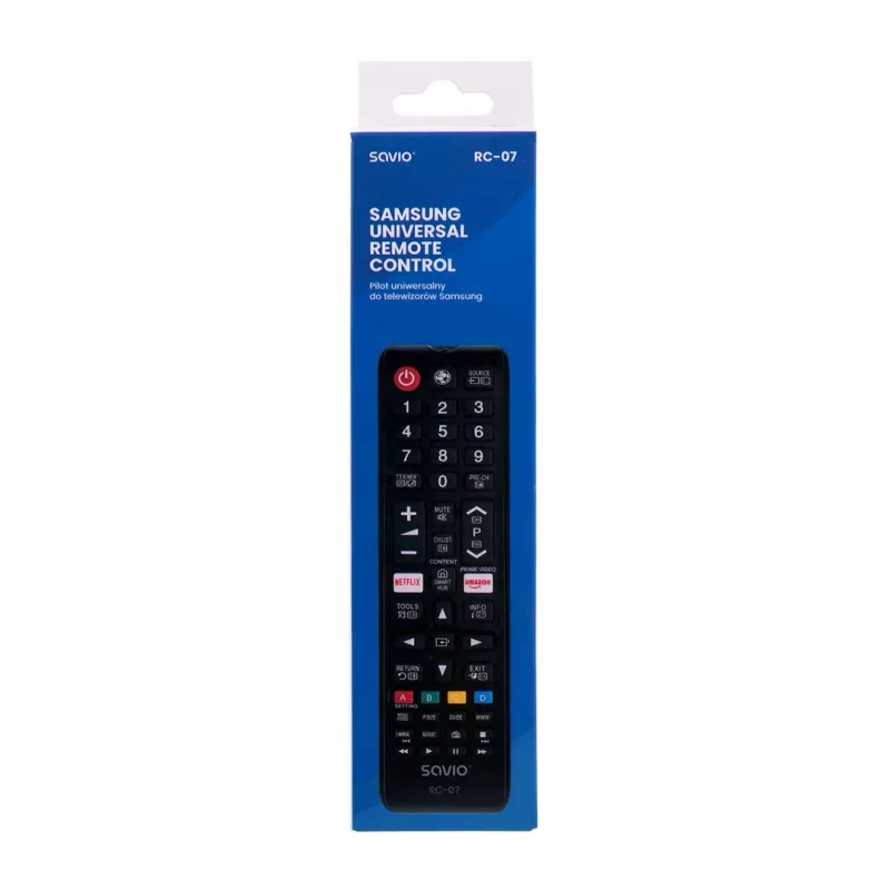 Mando a distancia SAVIO RC-07 para TV Samsung, IR inalámbrico, negro, botones