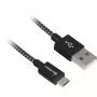 Cable USB 2.0, conector macho USB-A > conector macho Micro-USB (negro/gris, 0,5 metros, con funda)