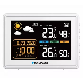 Estación meteorológica BLAUPUNKT WS30WH — monitor de temperatura y humedad interior y exterior