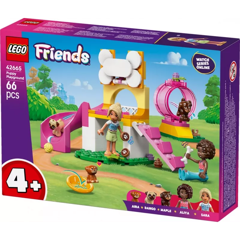 Juguete de construcción LEGO Friends Parque de juegos para cachorros Set 42665, 66 piezas, 2 minifiguras, edad 4+