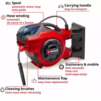Enrollador de manguera de pared Einhell GE-HR 18/30 Li-Solo Automatic 30m manguera