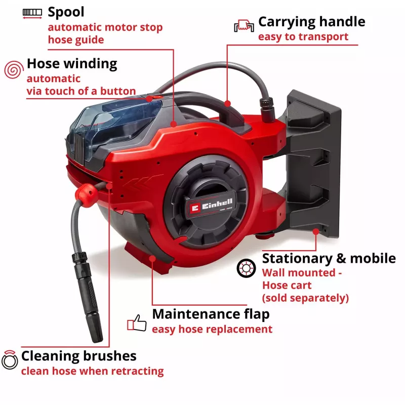 Enrollador de manguera de pared Einhell GE-HR 18/30 Li-Solo Automatic 30m manguera