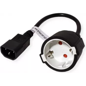 VALUE cable de alimentación, C14 a CEE7/3, máx. 10A (2300W), solo para uso en SAI, negro, 0,3 m