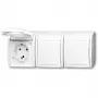 Toma de corriente CEE 7/3 Busch-Jäger 2084-0-0712, 2P+E, 16 A, 250 V, IP44, blanco, 222×83×55 mm