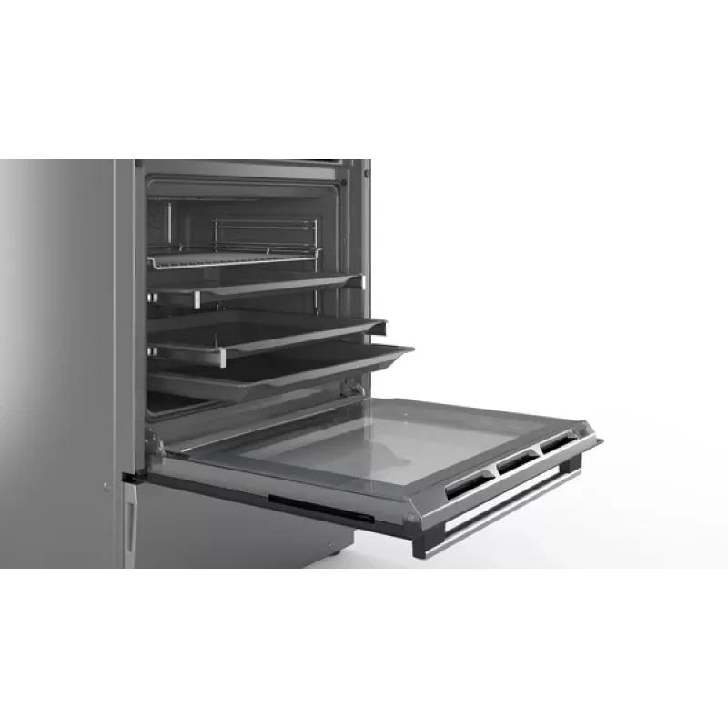 Bosch Cocina HLS79Y351U Serie 6 Placa de inducción, horno eléctrico, acero inoxidable, ancho 60 cm, grill, LCD, 63 L, profundidad 60 cm