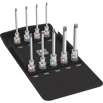 Wera 8767 C TORX HF 3 Zyklop Juego de llaves de vaso TORX de 1/2 pulgadas, 9 piezas