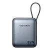 Vention FHEH0 batería externa 10000 mAh 35 W con cable USB-C, gris