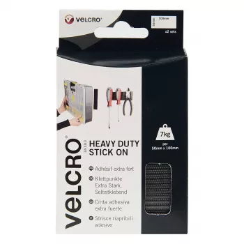 VELCRO Tiras de velcro extra fuertes autoadhesivas, gancho y bucle 50mm x 100mm x 2 sets negro