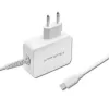 Qoltec 51039 adaptador de corriente 65 W USB-C PD, 5–20,3 V, 2–3,25 A, cable USB-C integrado, blanco