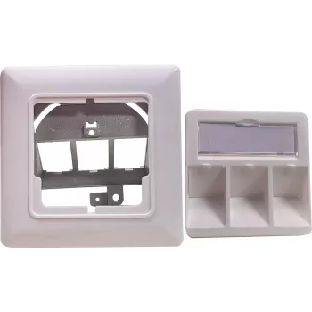 Toma de conexión Helos 371985 3 módulos blanco puro – accesorio de red para montaje en pared