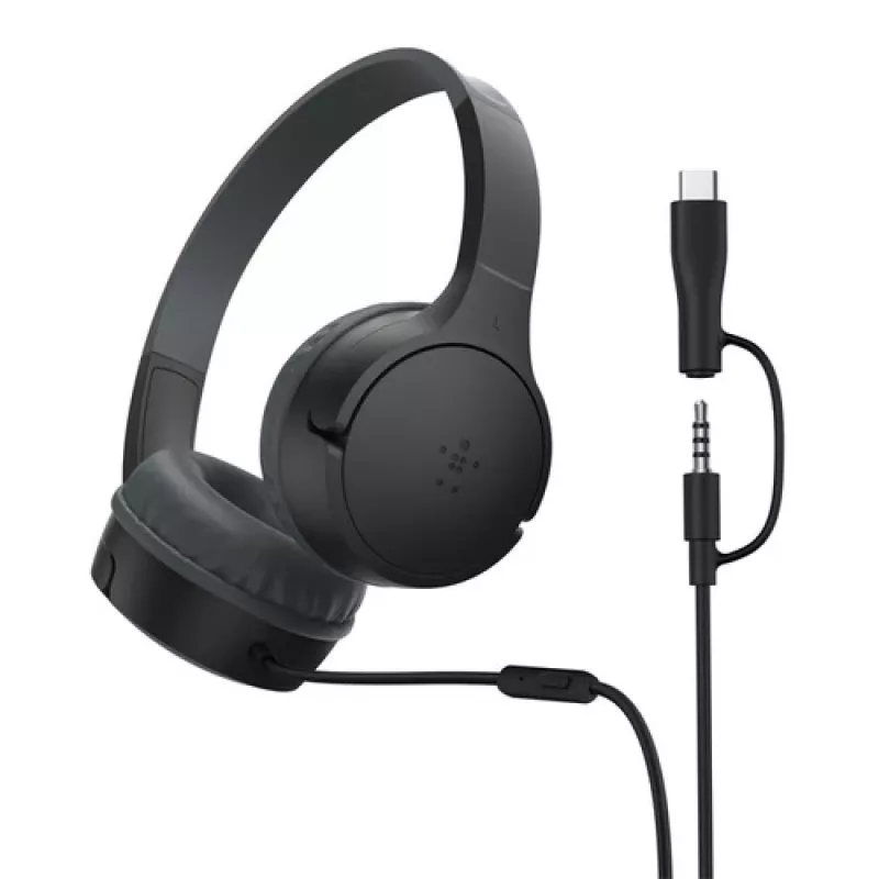 Belkin SoundForm auriculares on-ear con cable para niños, negro. AUD010hqBK