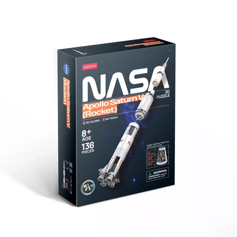 Puzle 3D cubicfun modelo de cohete Apollo Saturn — kit educativo de montaje a escala