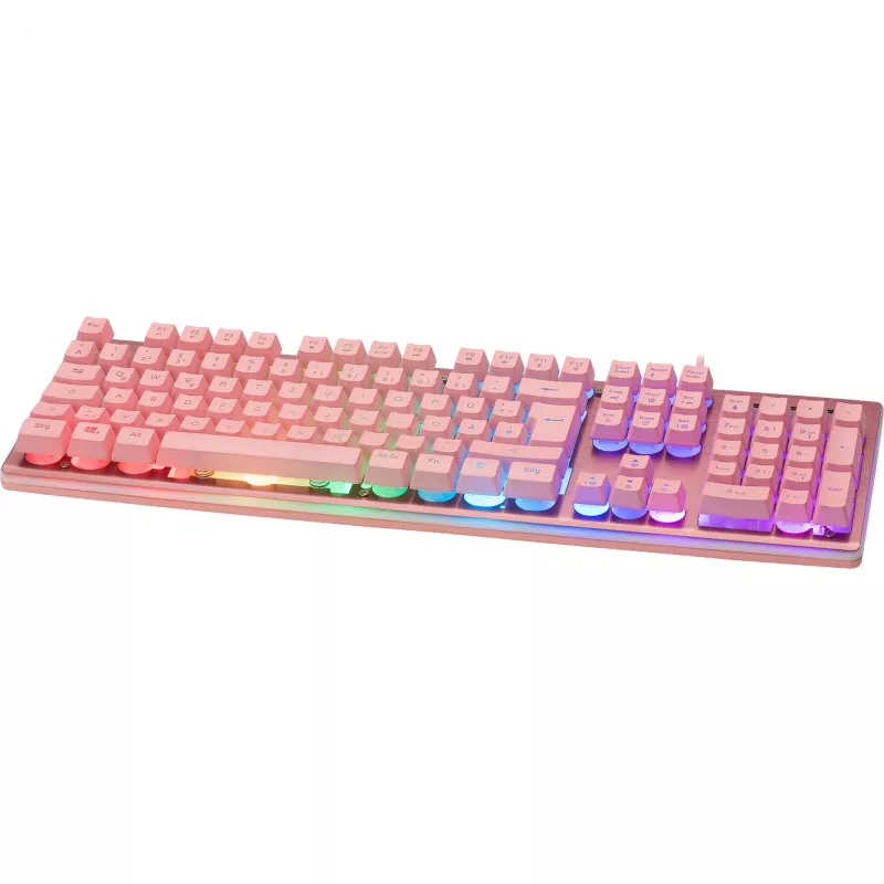 Deltaco GAM-021-RGB-P-DE - tamaño completo (100%) - USB - interruptores de membrana - QWERTZ - rosa