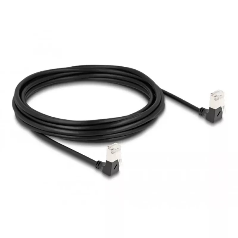 Cable de red DeLOCK RJ45 Cat.6A S/FTP fino 90° hacia abajo 5m negro