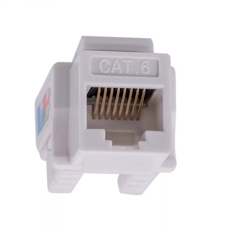 Módulo Keystone LANBERG KSU6-1090, Cat6 U/UTP plano, conector macho RJ-45 a conector hembra LSA, AWG 22/26, 14.5×16.1 mm, blanco