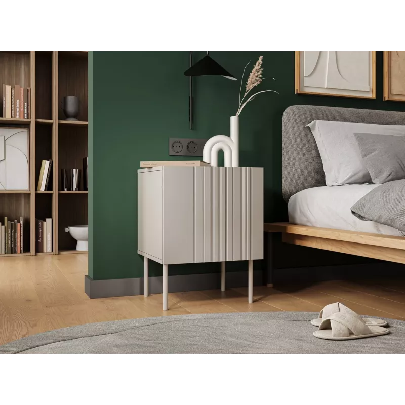 Mesita de noche Cama Meble ISLA 44,5x40x59 cm cashmere mate, MDF y aglomerado, set de 2