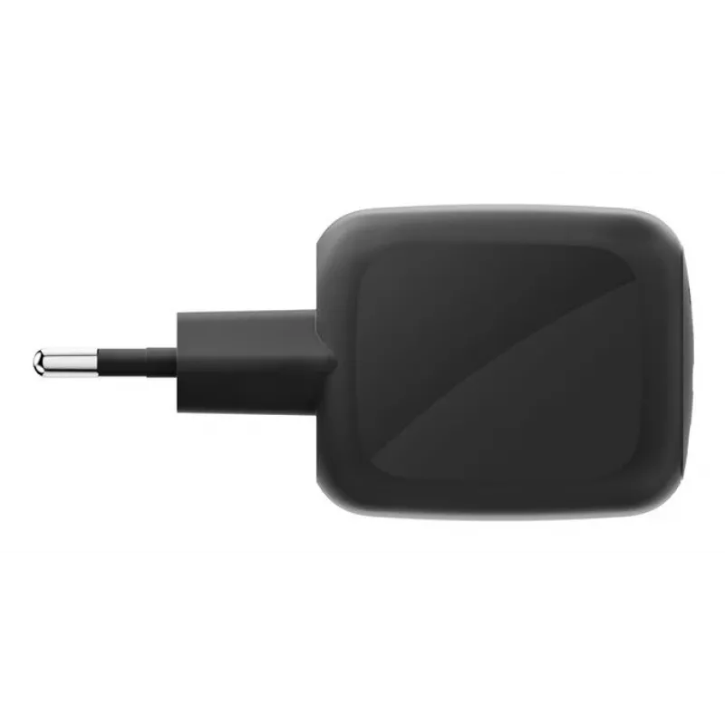 Cargador rápido AC de interior Belkin WCH020kqBK, 2× USB-C, compatibilidad universal, protección eléctrica, negro