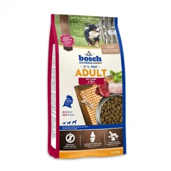 Pienso seco para perros Bosch Adult con cordero y arroz, 3 kg — para perros adultos, apto para todas las razas, ayuda en intolerancias alimentarias