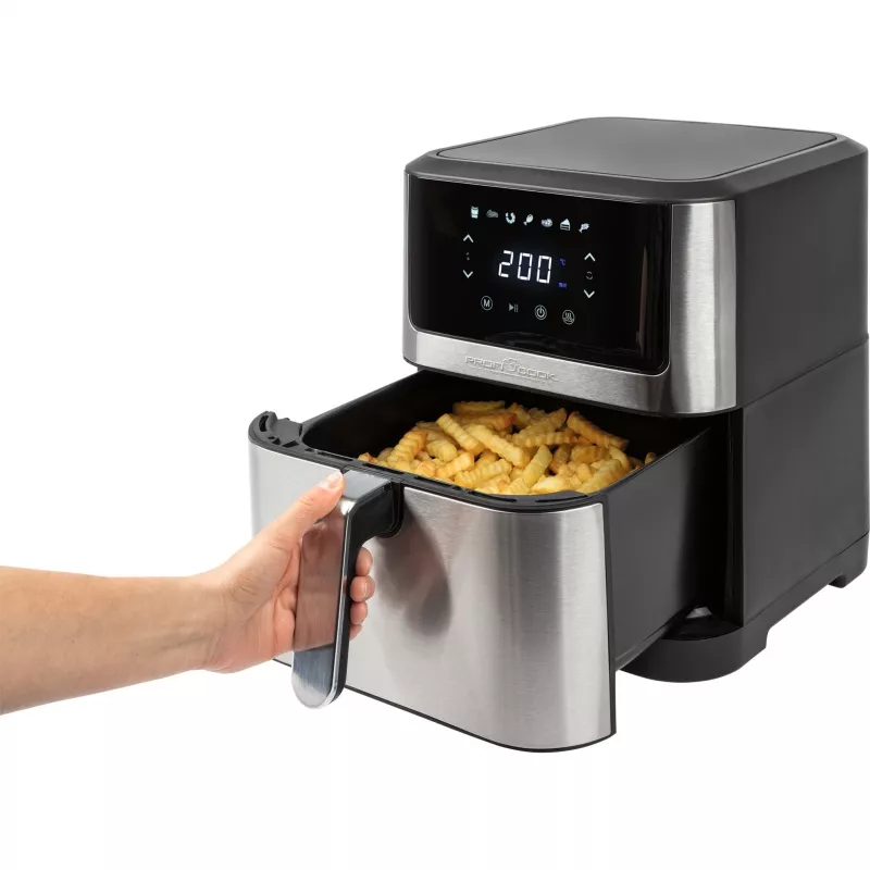 ProfiCook PC-FR 1269 H freidora de aire caliente, 8 l, 1800 W, 80-200 °C, acero inoxidable/negro