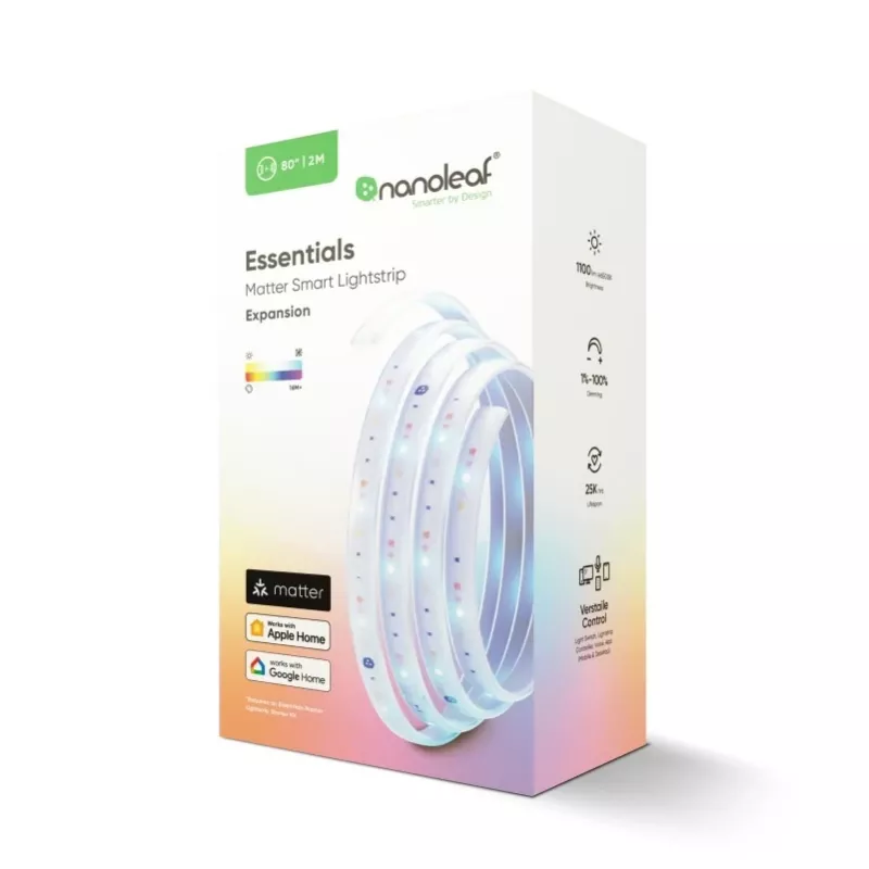 Nanoleaf Essentials Light Strips Ampliación 2 metros | 23 W | RGBCW | Bluetooth, Thread | 2700 - 6500 K