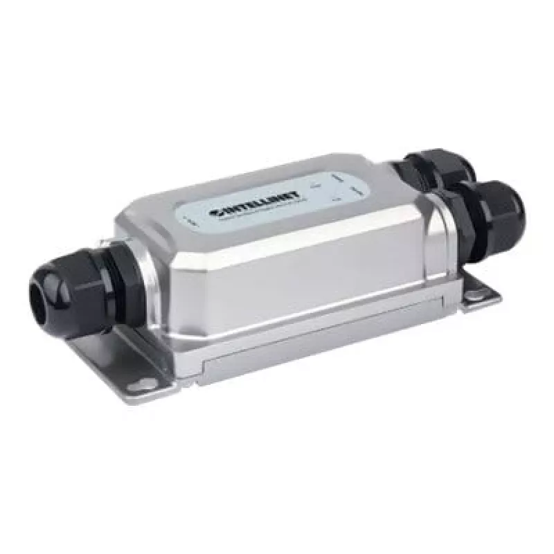 Inyector Gigabit PoE++ Intellinet para exterior antivandálico, un puerto de 60 W, compatible con IEEE 802.3bt (4PPoE), IP67 impermeable, IK10 antivandálico, carcasa de metal