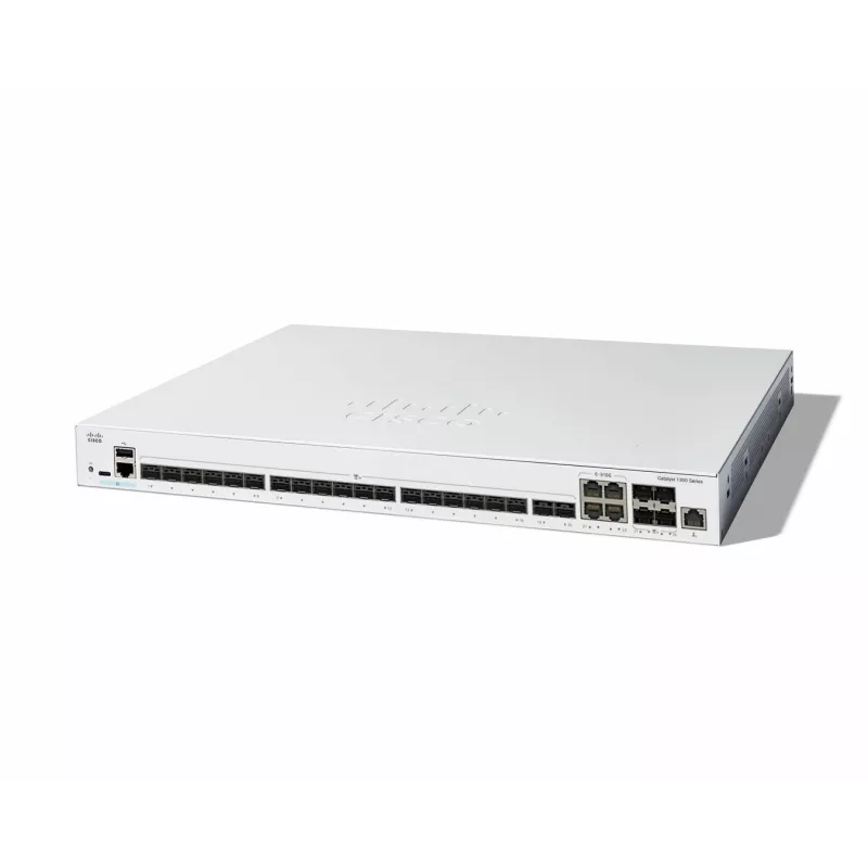 Cisco Catalyst C1300-24XS switch de red gestionable L2/L3, 24 puertos (20x 10GE SFP+ + 4x 10GE uplinks compartidos), 480 Gbit/s, consola RJ-45/USB-C, tabla MAC de 16.000, montaje en rack, gris