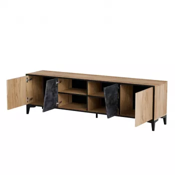 Mueble RTV Cama 4D OVO 180x38xH53 roble/hormigón