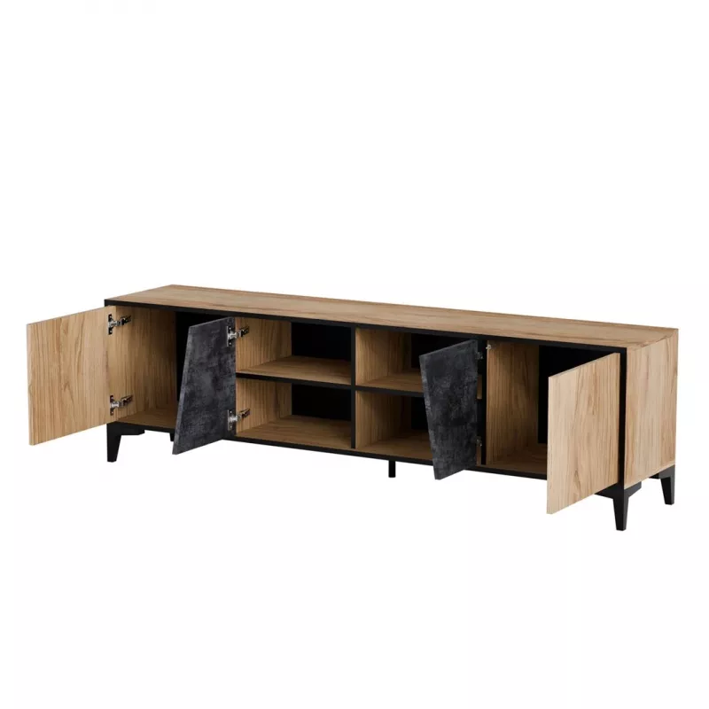 Mueble RTV Cama 4D OVO 180x38xH53 roble/hormigón