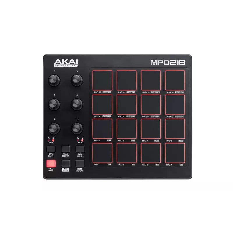 Mesa de mezclas Akai MPD218 Negro 16 pads USB Controlador MIDI