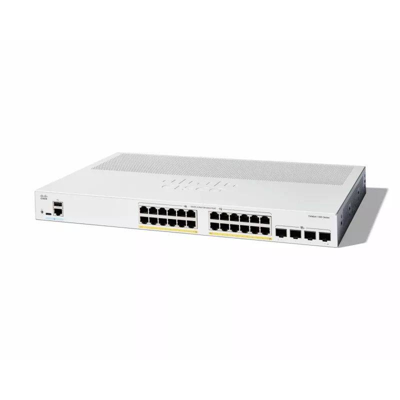 Cisco Catalyst 1300-24P-4X Switch gestionado, 24 puertos GE, PoE, 4x10GE SFP+, Limited Lifetime Protection (C1300-24P-4X)