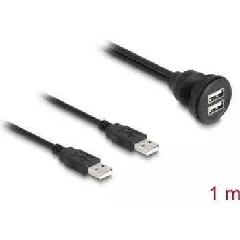 Cable USB 2.0 DeLOCK 2 x USB Type-A macho a 2 x USB Type-A hembra 1 m negro