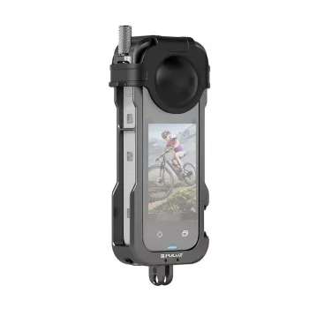 Jaula metálica protectora Puluz para Insta360 X4 PU981B con tapa de objetivo