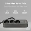 Regleta de enchufes DIGITUS 3 tomas con 2×USB-A y 1×USB-C, 3 tomas AC tipo E/F, cable de 1,5 m, negra