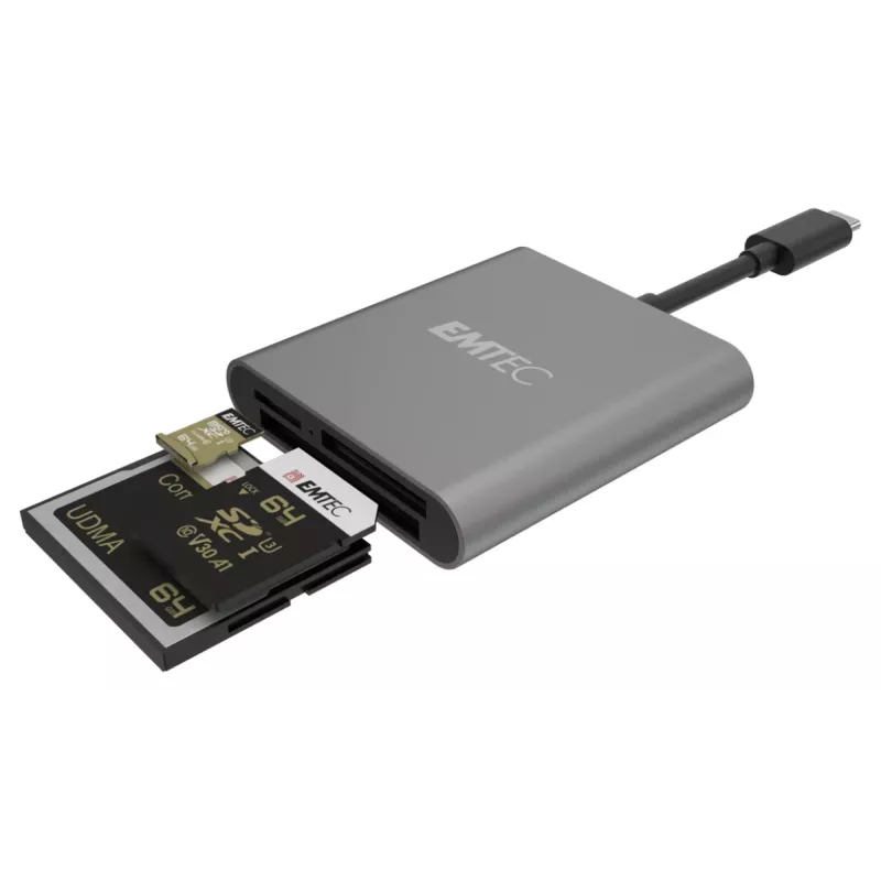 Lector de tarjetas Emtec ECCAREADT610C USB 3.1 gris