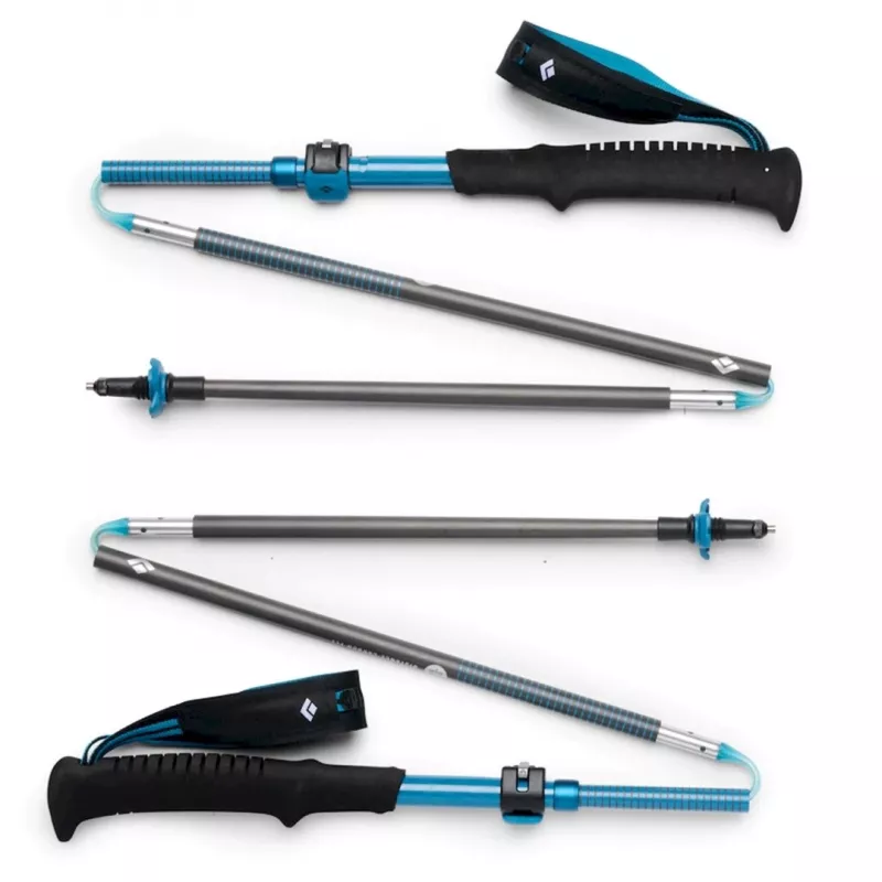 Black Diamond Distance Carbon FLZ bastones de trekking, plegables, 125-140 cm, 308 g, 1 par, antracita/azul