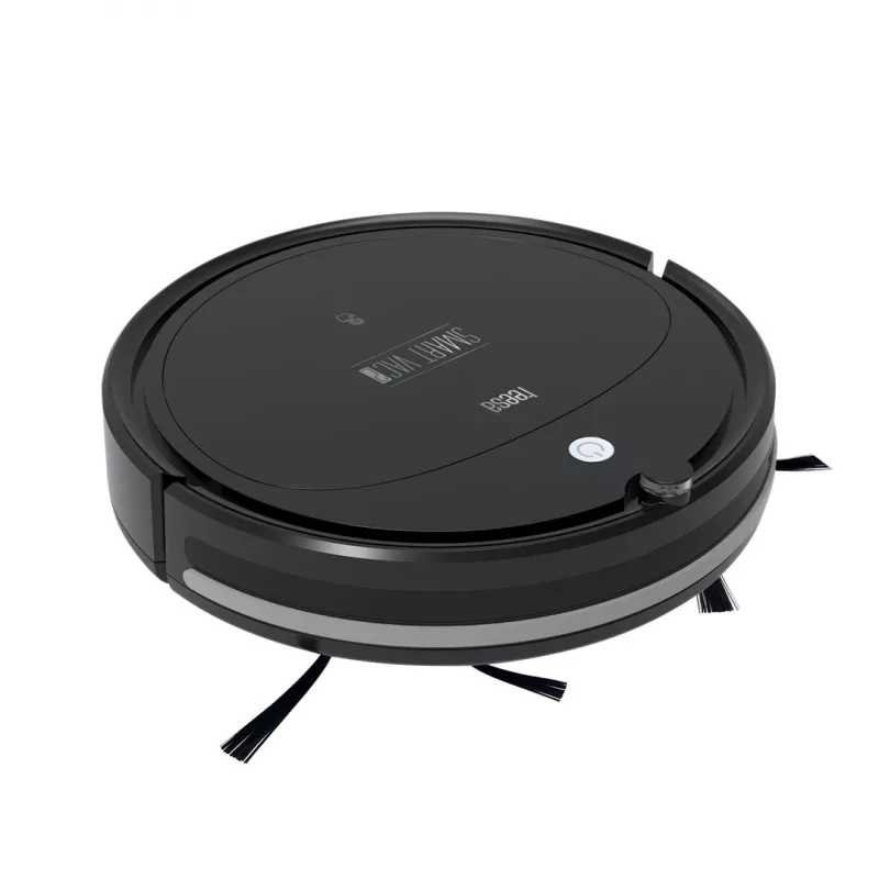 Robot aspirador TEESA Smart VAC 2 — redondo, negro, potencia de succión 1000 Pa, batería Li 9,6 V/2000 mAh, depósito de polvo 0,2 l, WLAN, retorno automático