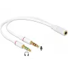 Cable de audio DeLOCK 65585, 0,2 m, 2 x conector macho 3,5 mm a conector hembra 3,5 mm, blanco