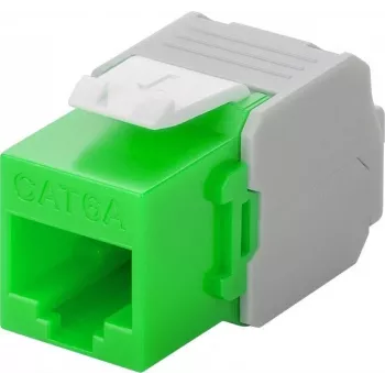 Wentronic Goobay CAT 6a KeyStone conector hembra RJ45, no apantallado, 500 MHz, verde-blanco (90687)