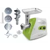 Picadora de carne ESPERANZA EKM012G — 600 W, cuchilla de acero inoxidable, embudo para embutidos, accesorio para kibbeh, marcha atrás, patas antideslizantes, blanca/verde