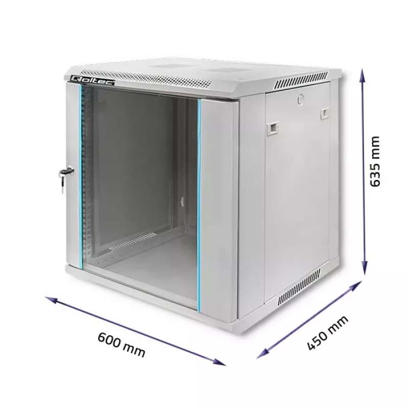 Armario rack QOLTEC 19 pulgadas 12U Modelo 54485 — carcasa para red/servidor