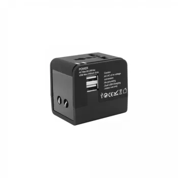 Adaptador de viaje SBOX TA-23 con cargador dual USB y compatibilidad universal de enchufes