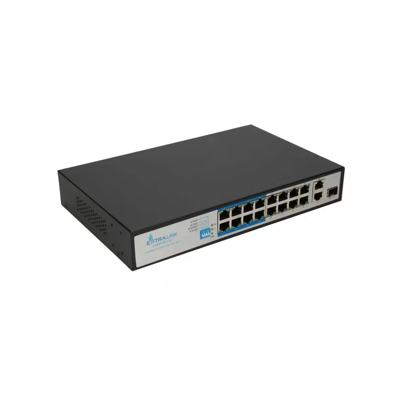 Switch Extralink VIRTUS V3 no gestionado L2 16x Fast Ethernet (10/100) PoE 1U negro