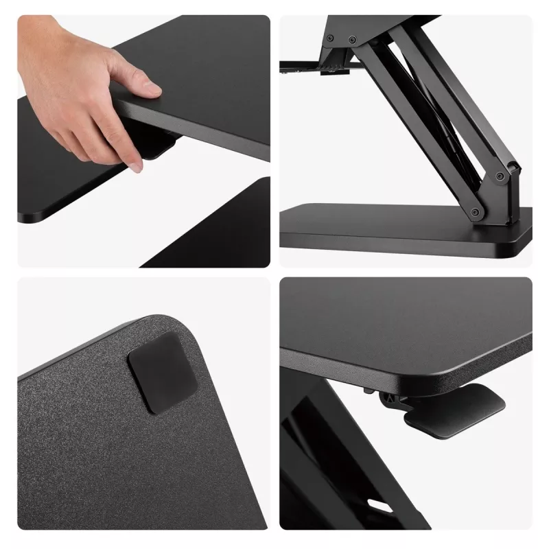 Soporte de sobremesa Maclean para teclado, monitor o portátil, pistón de gas, altura ajustable, negro, MC-882