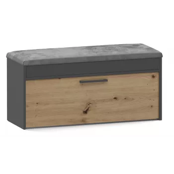 Zapatero cerrado Top e Shop PARMA — antracita y roble, tablero de partículas, 1000×490×350 mm