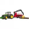 BRUDER John Deere 7R 350 con remolque forestal y 4 troncos
