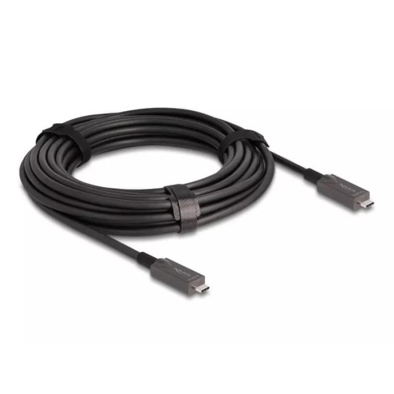 Cable activo óptico DeLOCK USB-C vídeo + datos + PD 10 m negro
