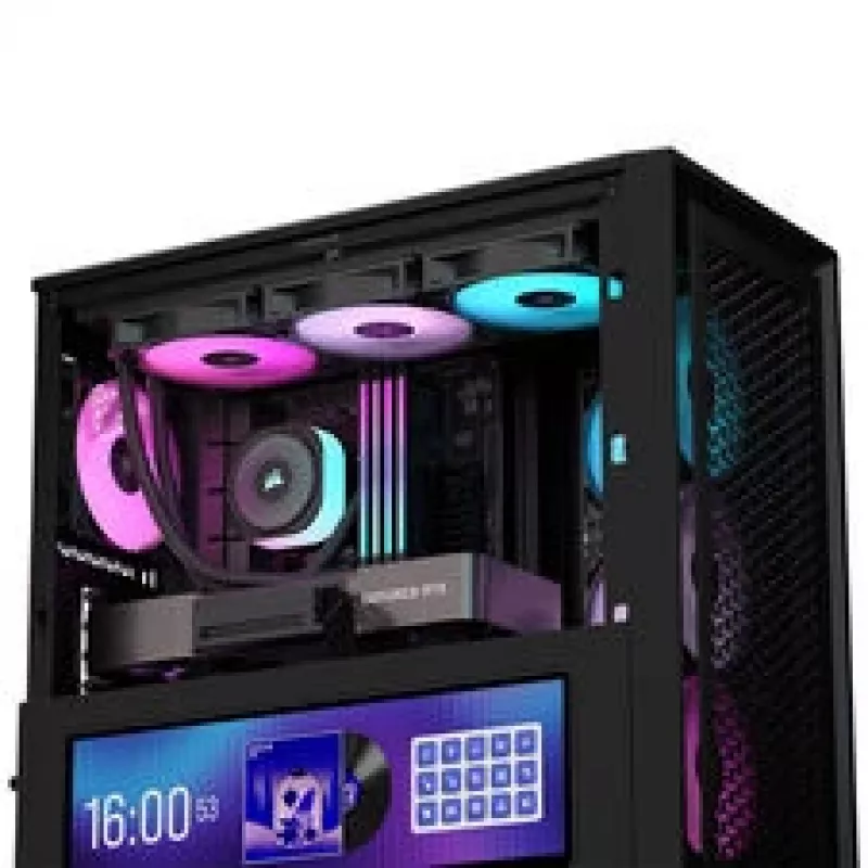 Carcasa PC Corsair FRAME 4000D LCD RS, semitorre, ATX, ARGB, cristal templado - negro