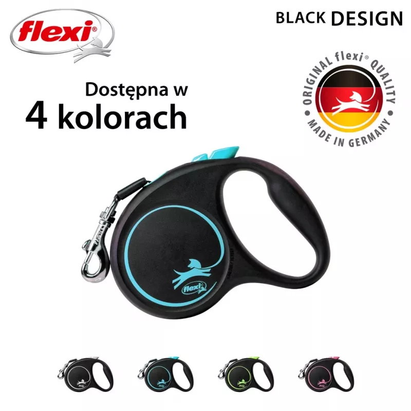 Flexi Correa automática negro diseño S 5 m, azul