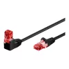Cable de red Goobay CAT 6 1x 90° en ángulo, U/UTP, negro, 1 m - pestaña arriba, mezcla de cobre CCA (51515)