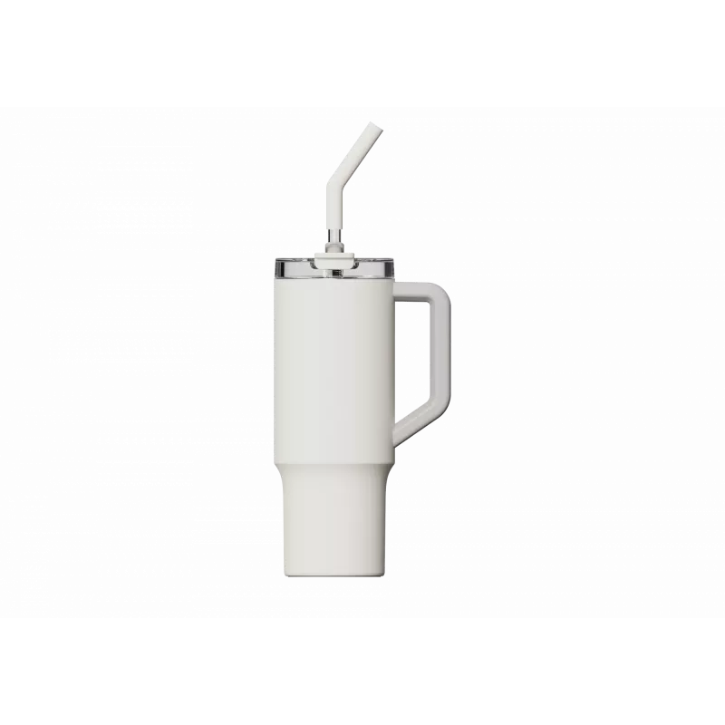 Vaso con pajita térmico Xiaomi Straw Mug White 1 L — interior de acero inoxidable, a prueba de fugas, 240×132×97 mm